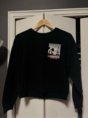 Zara Black Crewneck with Mickey Paris Graphic